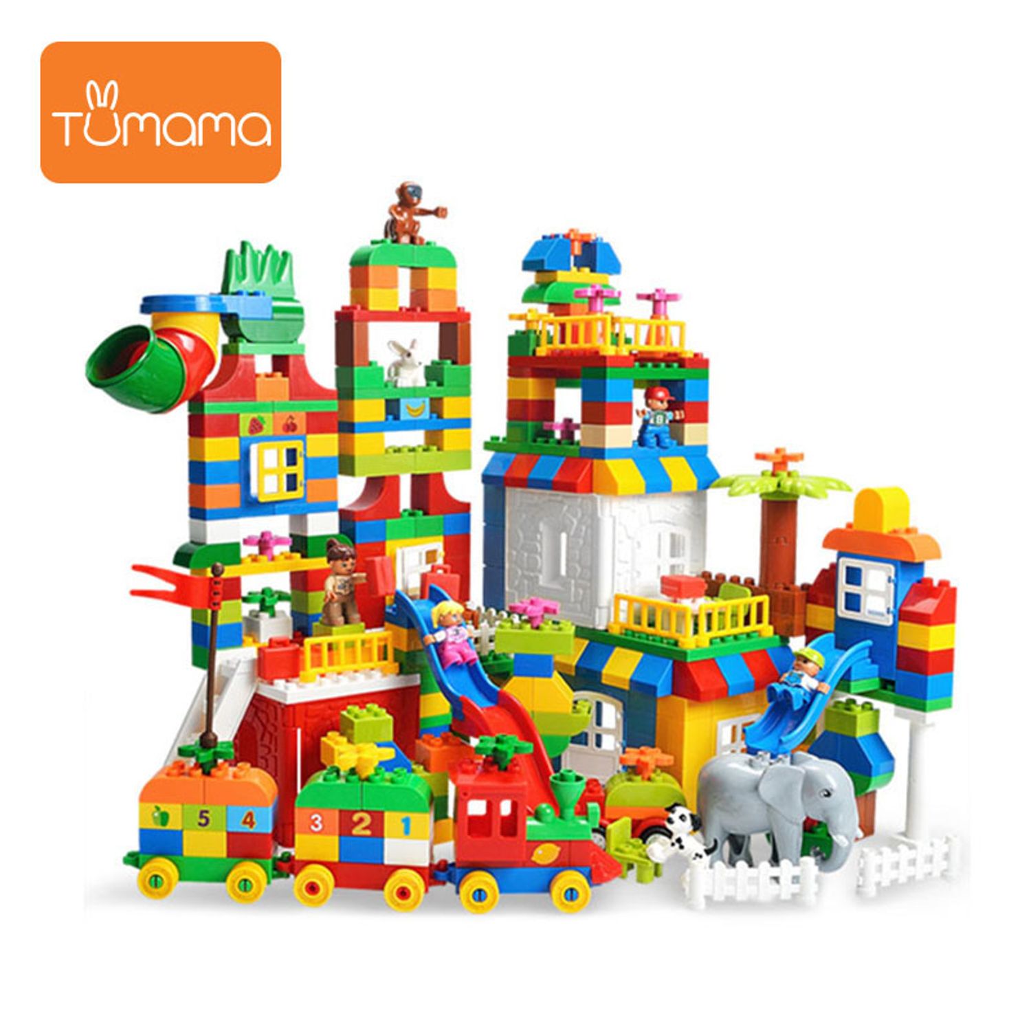 Set blocuri de constructie “Orasul meu”, multiple activitati,  225 piese, Tumama®, multicolor fotografia produsului View 5 L