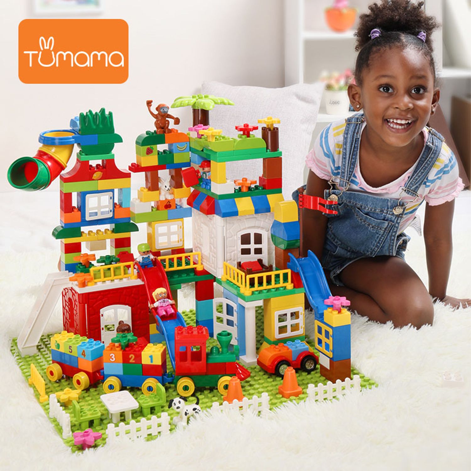 Set blocuri de constructie “Orasul meu”, multiple activitati,  225 piese, Tumama®, multicolor fotografia produsului View 4 L