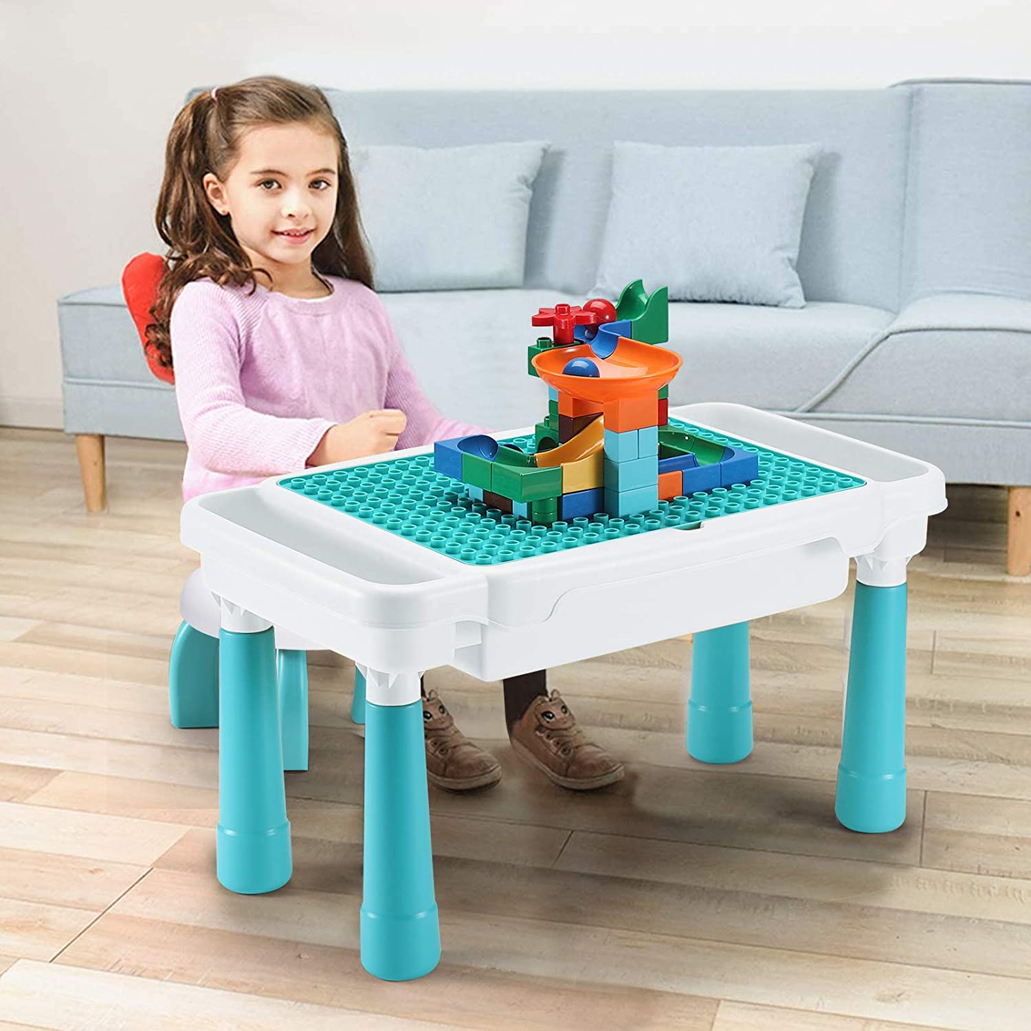 Set interactiv cu masuta si blocuri de constructie, Tumama&reg;, varsta 3 ani+, 300 piese, multicolor fotografia produsului View 2 L