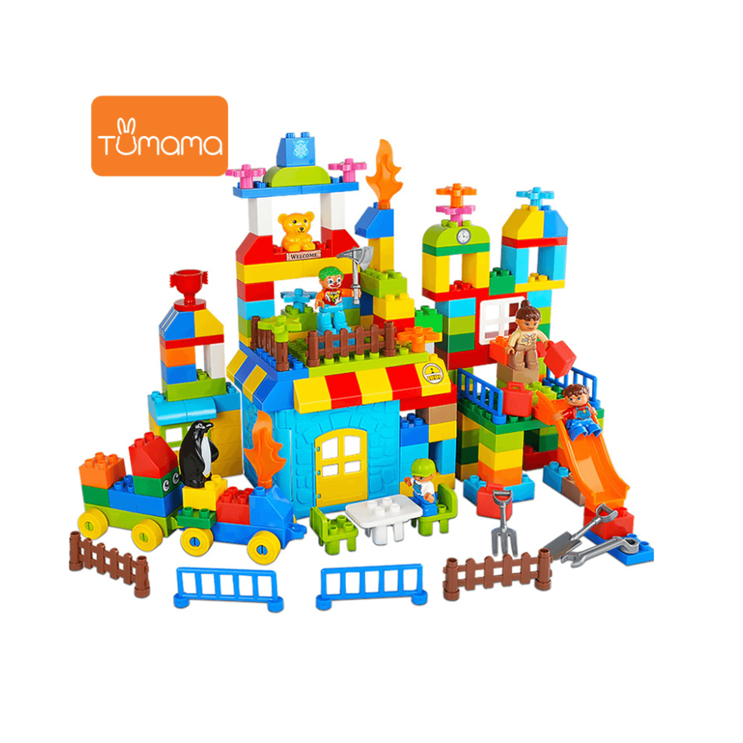 Set blocuri de constructie &ldquo;Parcul distractiei&rdquo;, 203 piese, varsta +3 ani, Tumama&reg;, multicolor fotografia produsului View 6 L