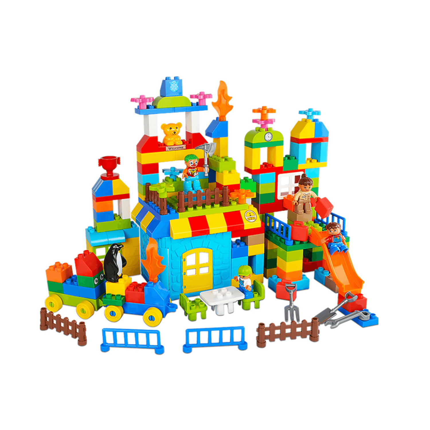 Set blocuri de constructie &ldquo;Parcul distractiei&rdquo;, multiple activitati,  160 piese, Tumama&reg;, multicolor fotografia produsului