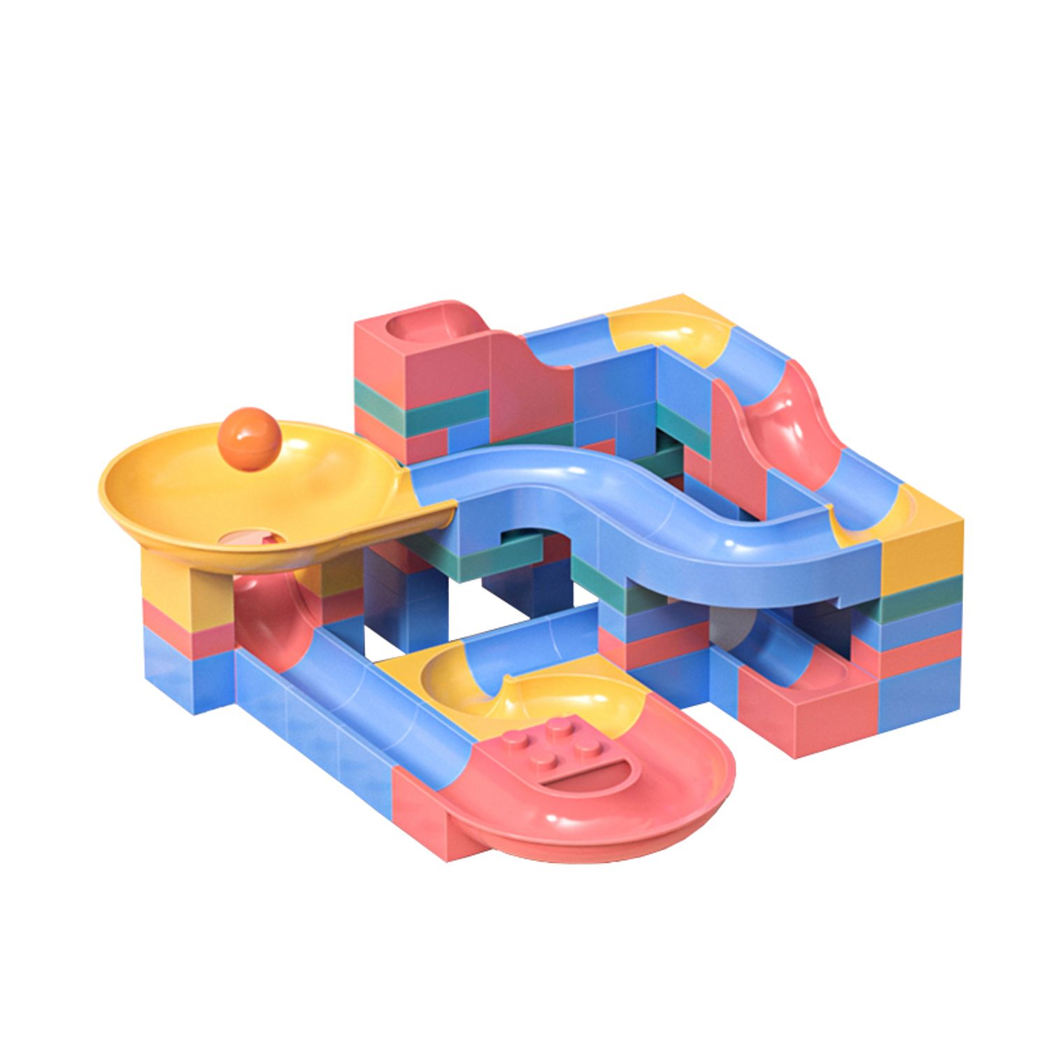 Set cuburi de constructie si platforma, Pista Marble, 70 piese, Tumama&reg;, multicolor fotografia produsului