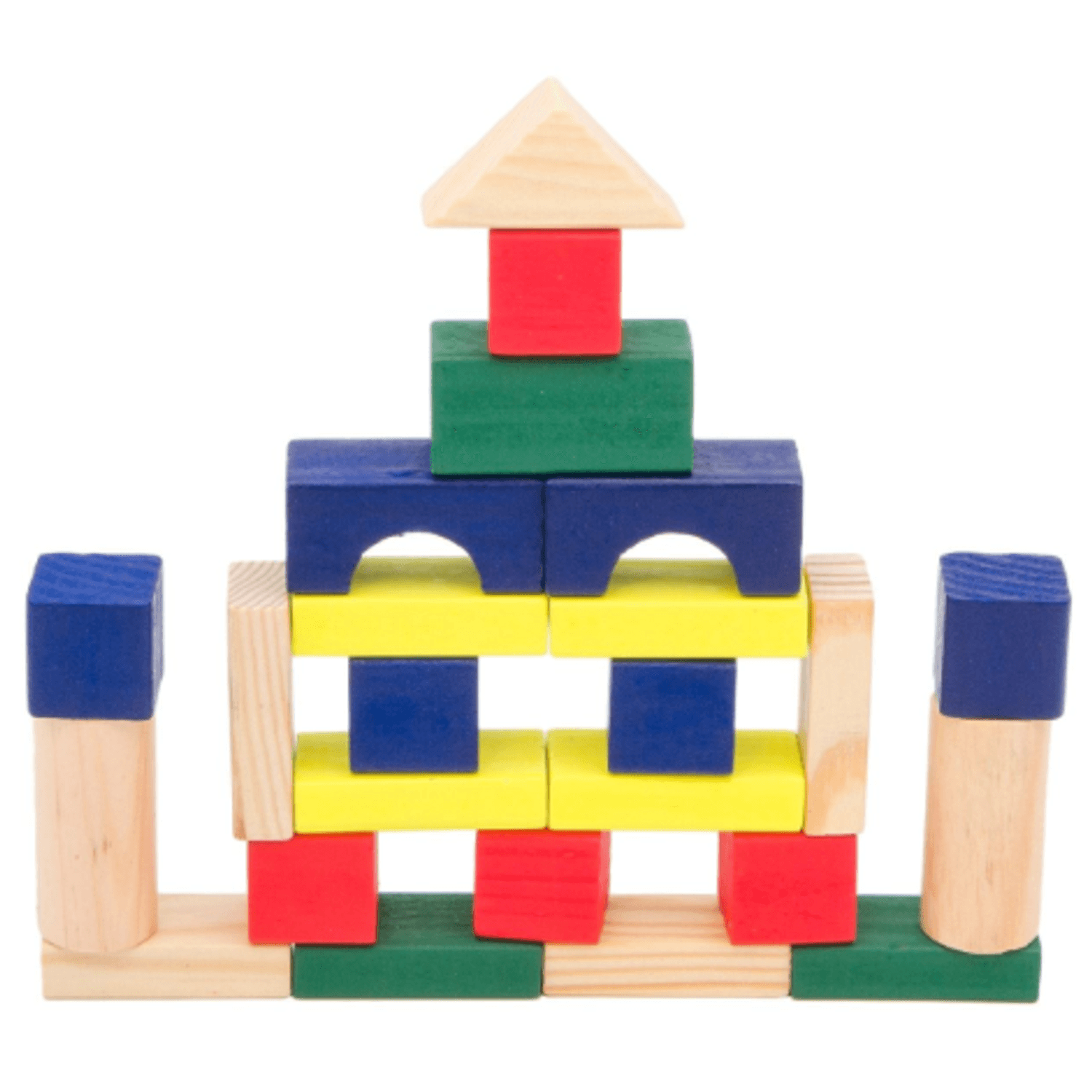 Cuburi colorate din lemn pentru constructii, 50 piese,SMARTIC&reg;, multicolor fotografia produsului