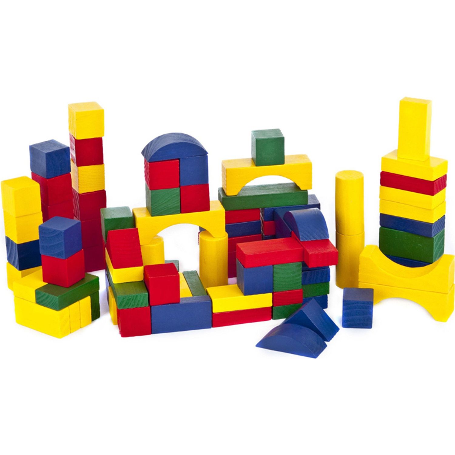 Cuburi colorate din lemn pentru constructii, 50 piese,SMARTIC&reg;, multicolor fotografia produsului View 3 L