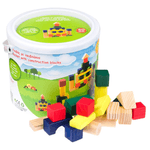 Cuburi colorate din lemn pentru constructii, 50 piese,SMARTIC&reg;, multicolor fotografia produsului View 4 S
