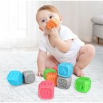 Set 10 cuburi educative din silicon, cu modele 3D, pentru dentitia copiilor, cu litere, cifre, animale, Tumama&reg;, multicolor fotografia produsului View 6 S