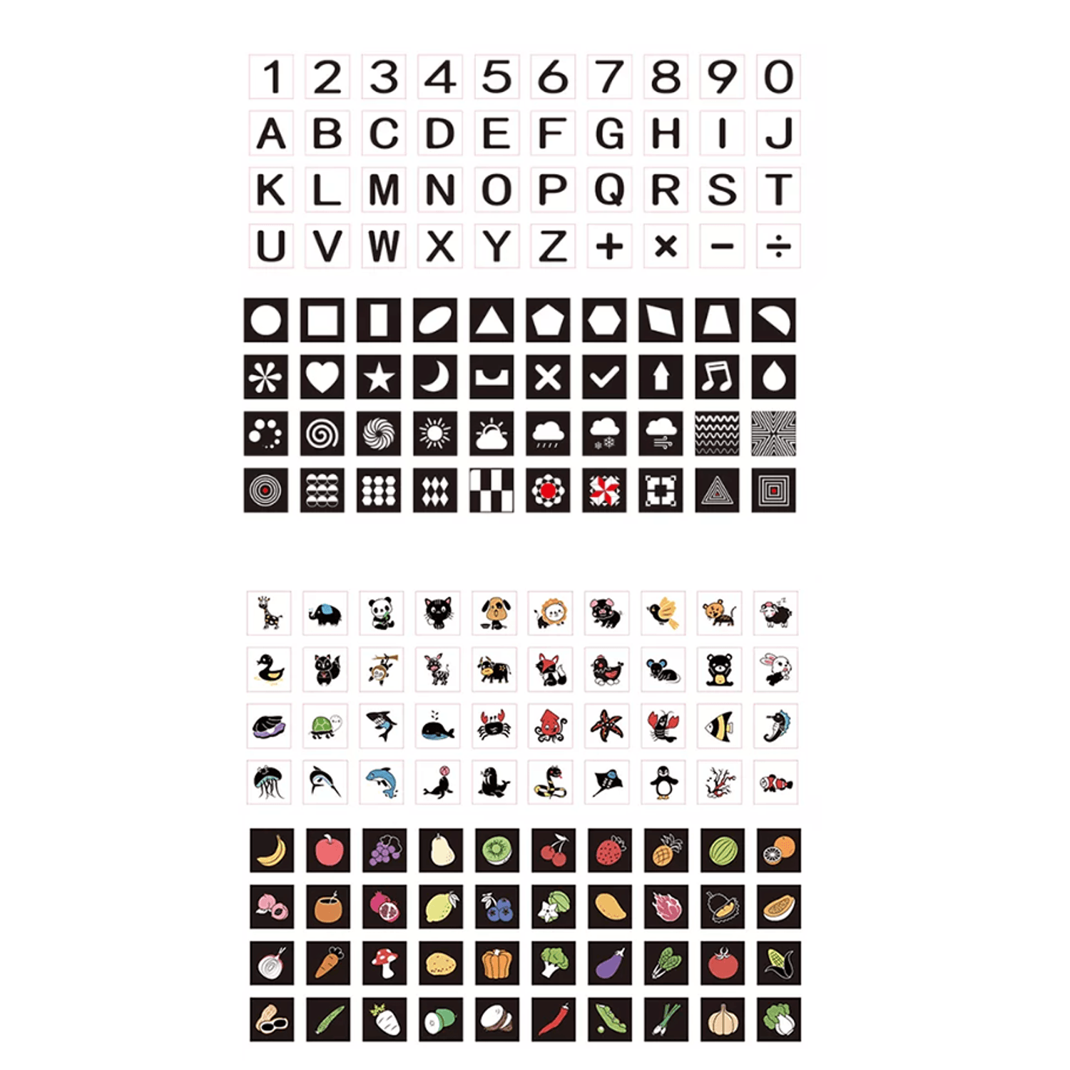 Set cartonase asociere 4 in 1, Tumama&reg; pentru bebelusi si copii, 80 piese, Litere, Cifre, Animale, Forme - 6970164872048 fotografia produsului