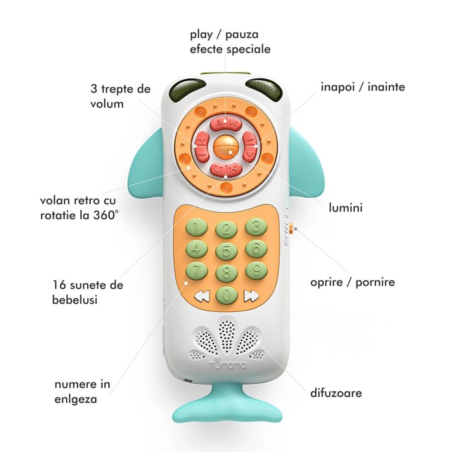 Telefon muzical interactiv cu peste 100 de sunete educative pentru copii, Material Plastic/Cauciuc, Varsta +18 - 5949128926173 fotografia produsului View 4 L