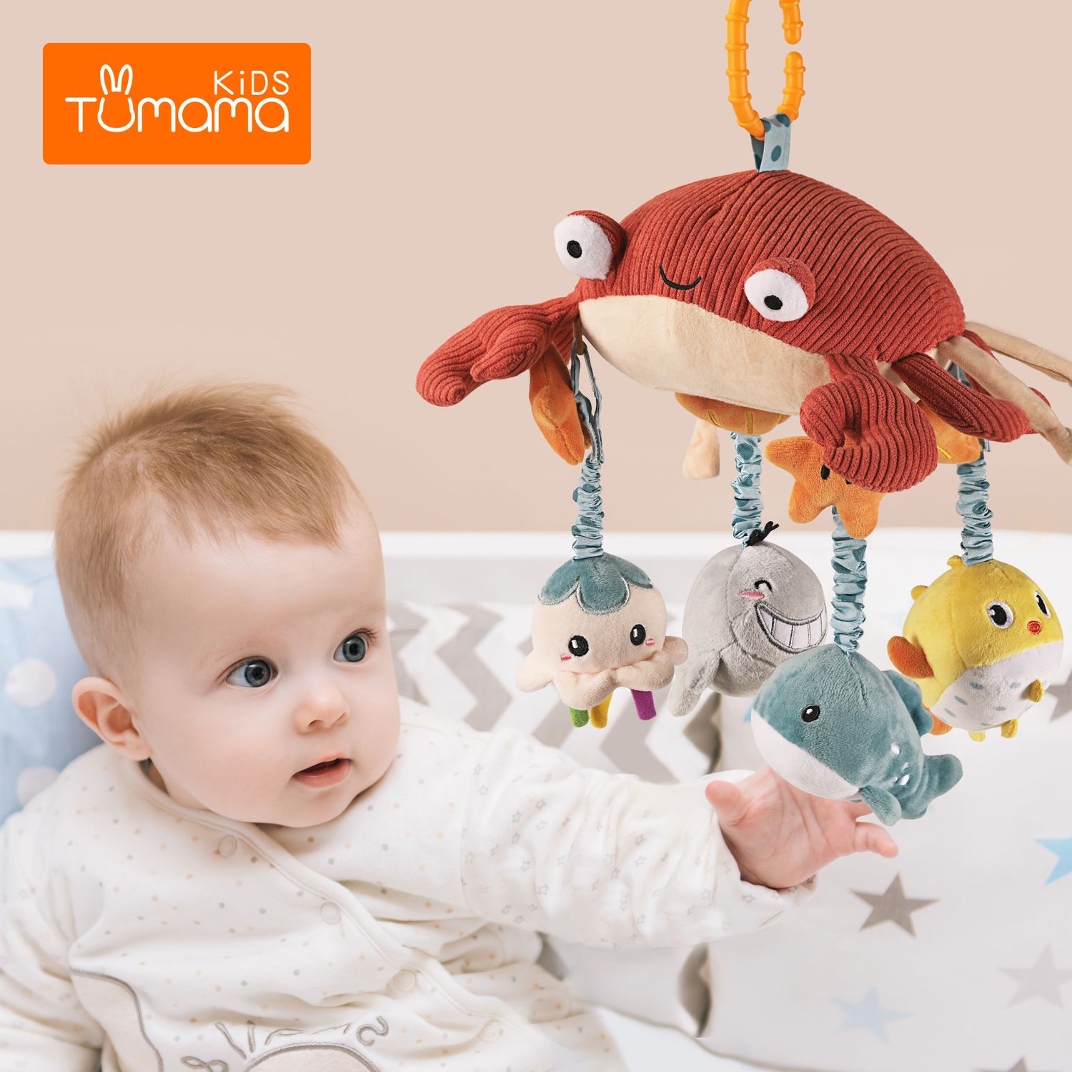 Jucarie Carusel cu Oglinda Acrilica si Zornaitori, Animale Marine, Varsta recomandata +0 luni, Tumama&reg;, multicolor fotografia produsului View 6 L