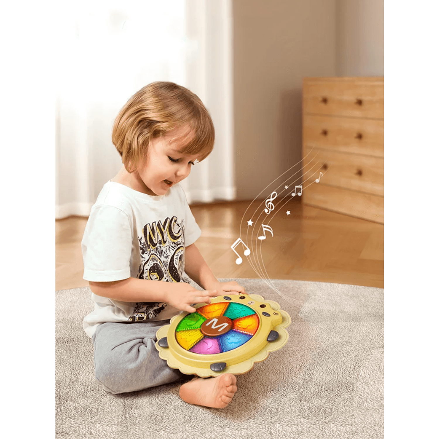 Toba muzicala pentru copii si bebelusi, &ldquo;Oita Prietenoasa&rdquo;, Sunete si Lumini, +12 luni, Tumama&reg;, bej fotografia produsului View 4 L