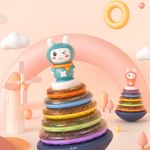 Jucarie muzicala interactiva zornaitoare 3 in 1, tip piramida, 5 cercuri multicolore, design Iepuras, Tumama&reg;, multicolor fotografia produsului View 5 S