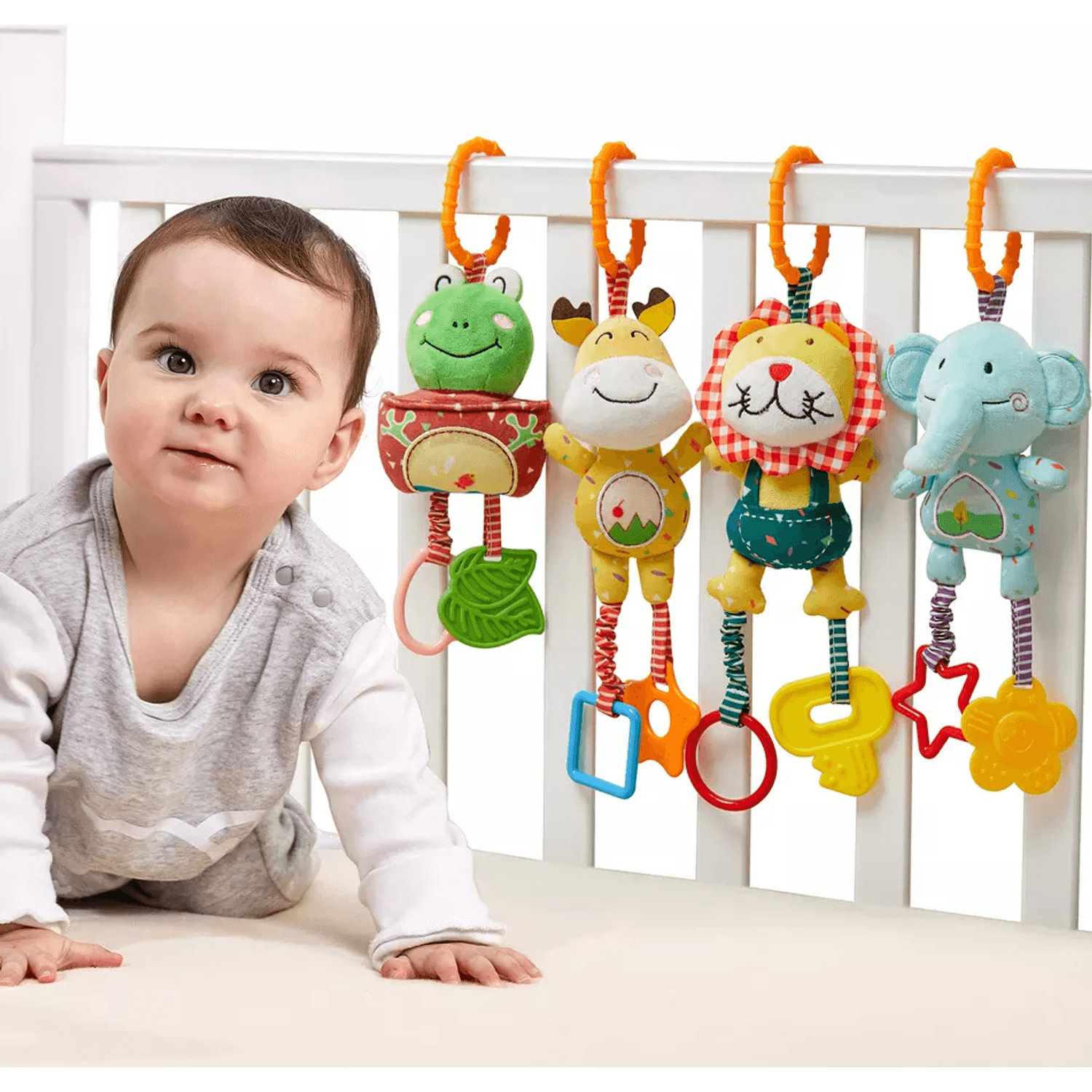 Set 4 Jucarii Agatatoare din Plus, pentru Bebelusi si Copii, Model Animale, Varsta +0 luni, Tumama&reg;, multicolor fotografia produsului View 5 L