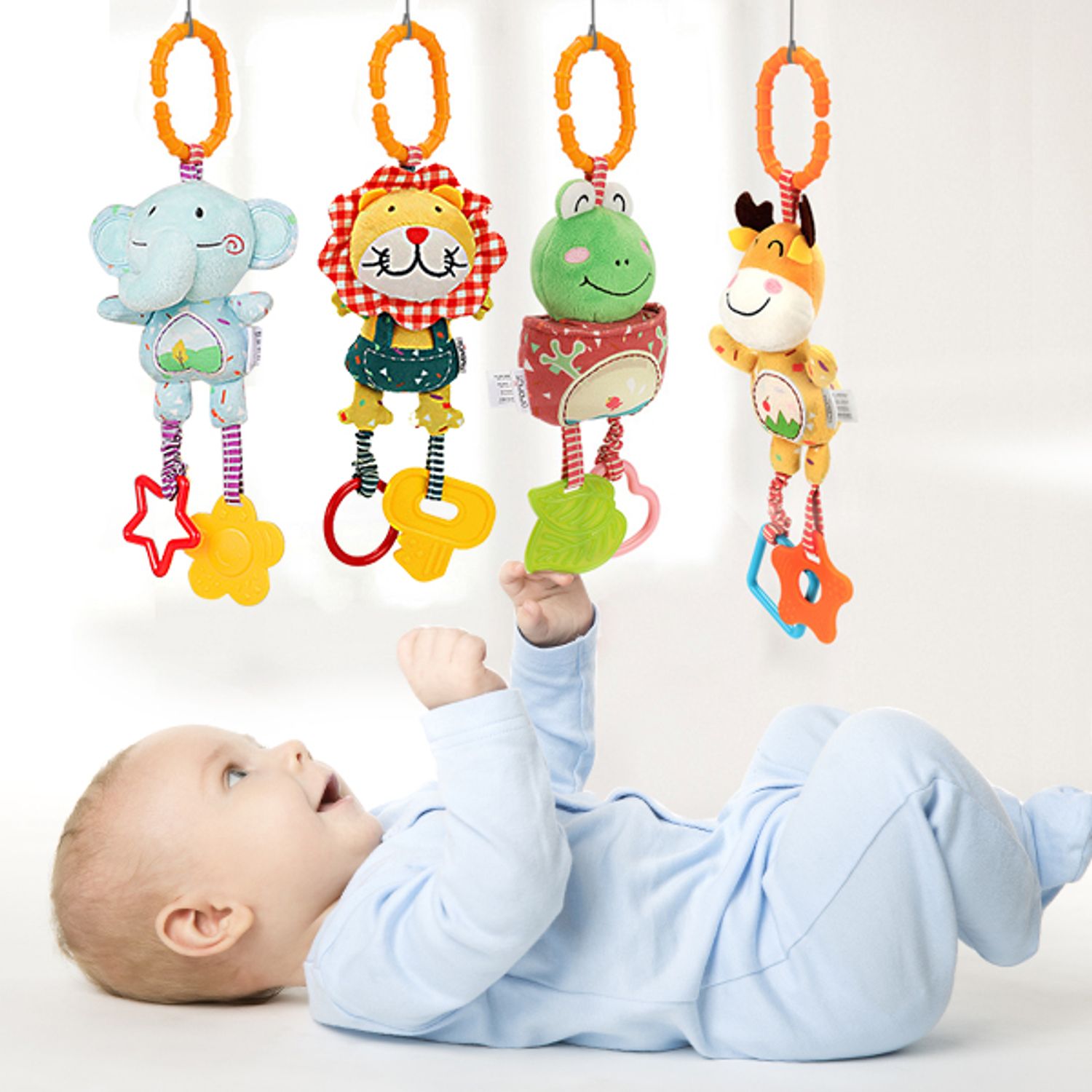 Set 4 Jucarii Agatatoare din Plus, pentru Bebelusi si Copii, Model Animale, Varsta +0 luni, Tumama&reg;, multicolor fotografia produsului View 2 L