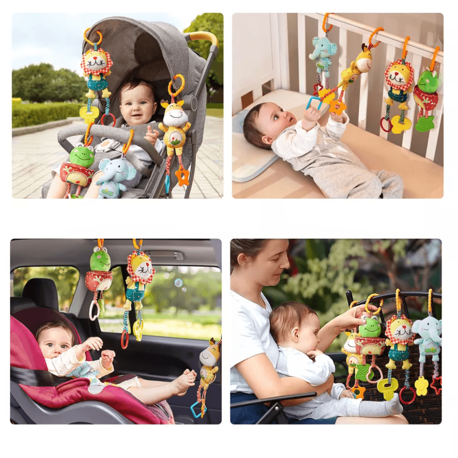 Set 4 Jucarii Agatatoare din Plus, pentru Bebelusi si Copii, Model Animale, Varsta +0 luni, Tumama&reg;, multicolor fotografia produsului View 6 L