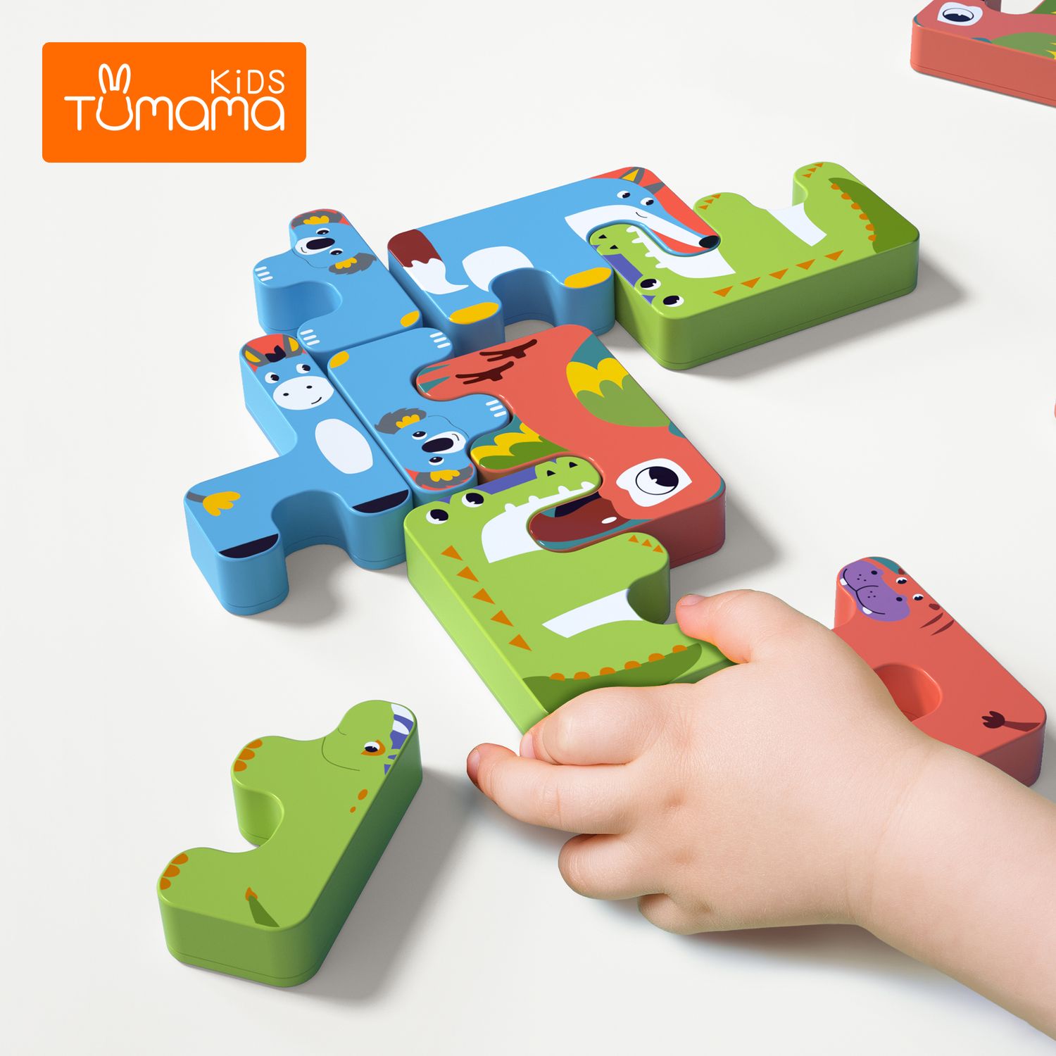 Joc Interactiv 15 piese cu Animale, Puzzle, Material non-toxic, Stimuleaza imaginatia si dexteritatea, Colturi - 6970164875407 fotografia produsului View 3 L