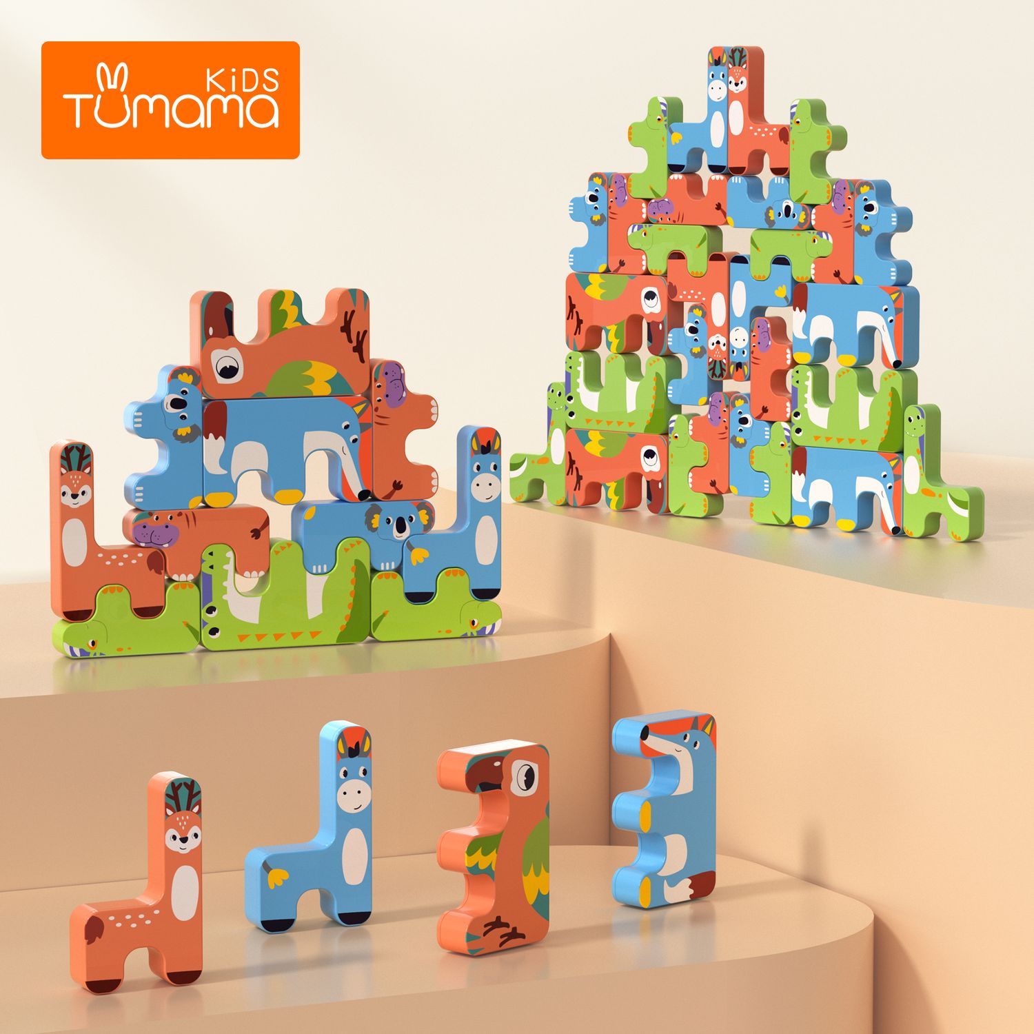 Joc Interactiv 15 piese cu Animale, Puzzle, Material non-toxic, Stimuleaza imaginatia si dexteritatea, Colturi - 6970164875407 fotografia produsului View 5 L