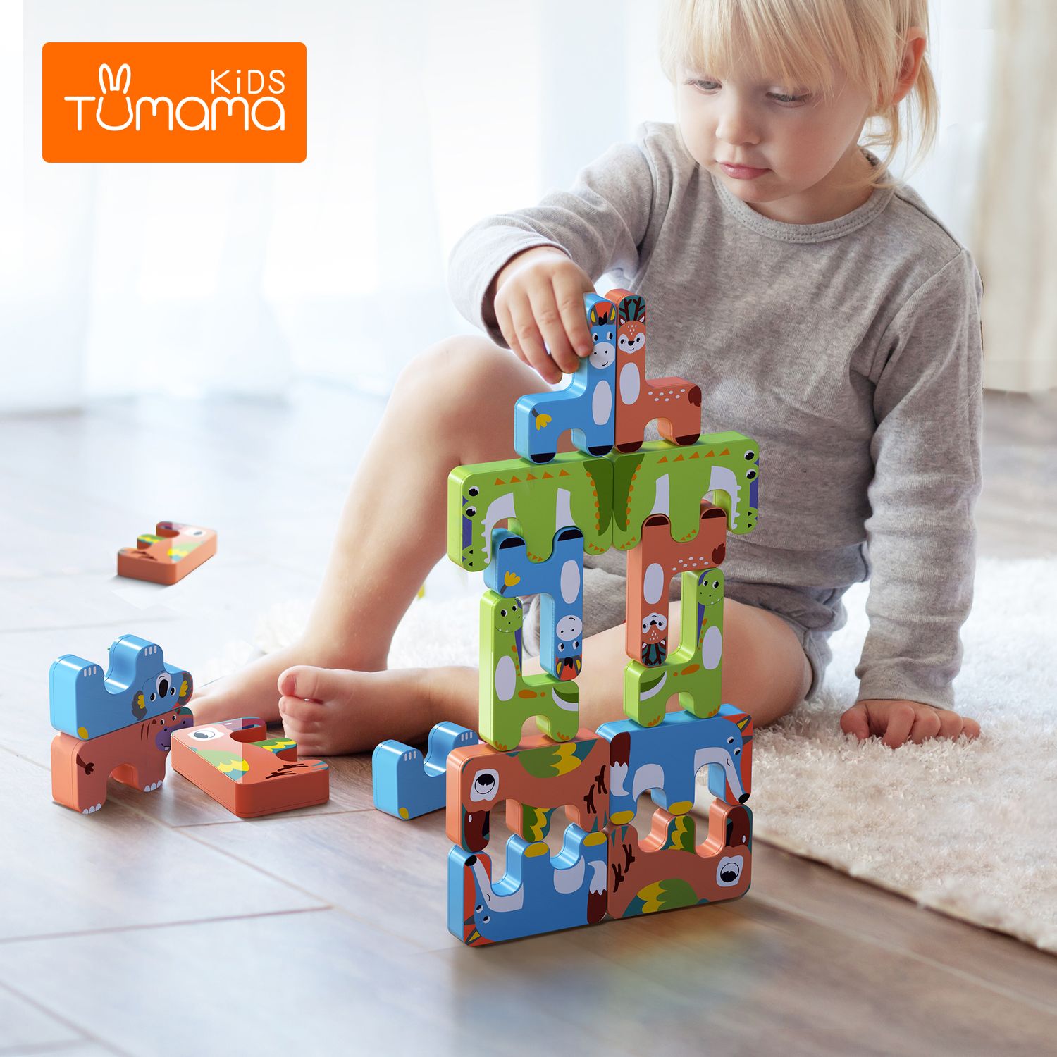 Joc Interactiv 15 piese cu Animale, Puzzle, Material non-toxic, Stimuleaza imaginatia si dexteritatea, Colturi - 6970164875407 fotografia produsului View 4 L