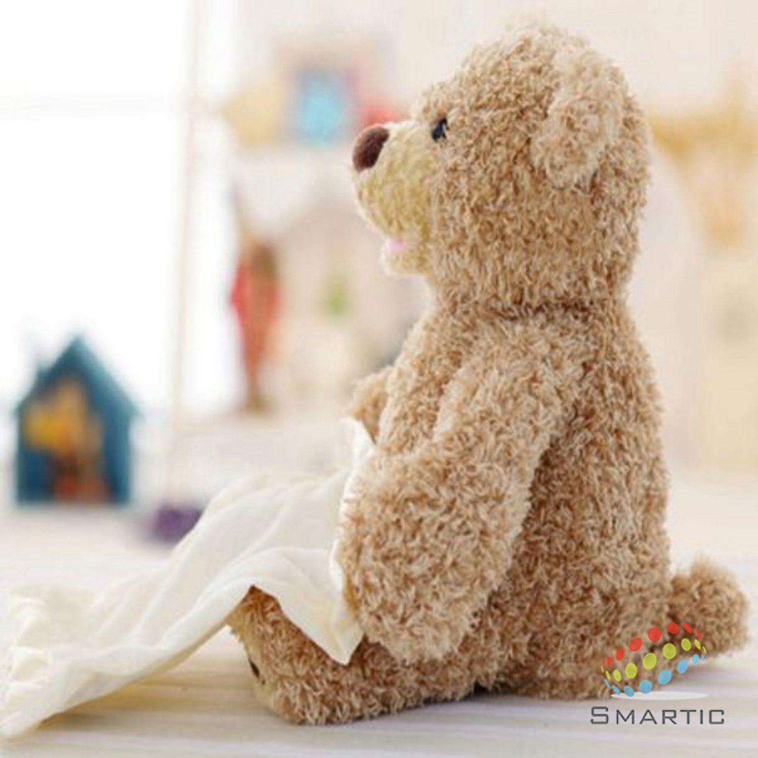 Jucarie interactiva, Smartic&reg;, Ursulet de plus Cucu-Bau, Peek a Boo - Vorbeste in Limba Engleza, Crem fotografia produsului View 5 L