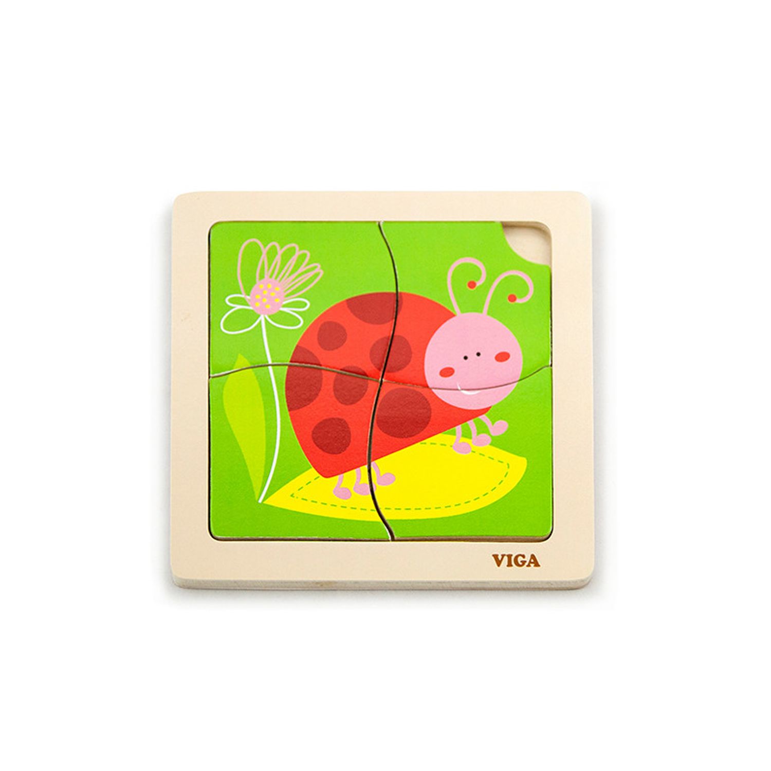 Puzzle din lemn din 4 piese mari, Buburuza, Viga fotografia produsului