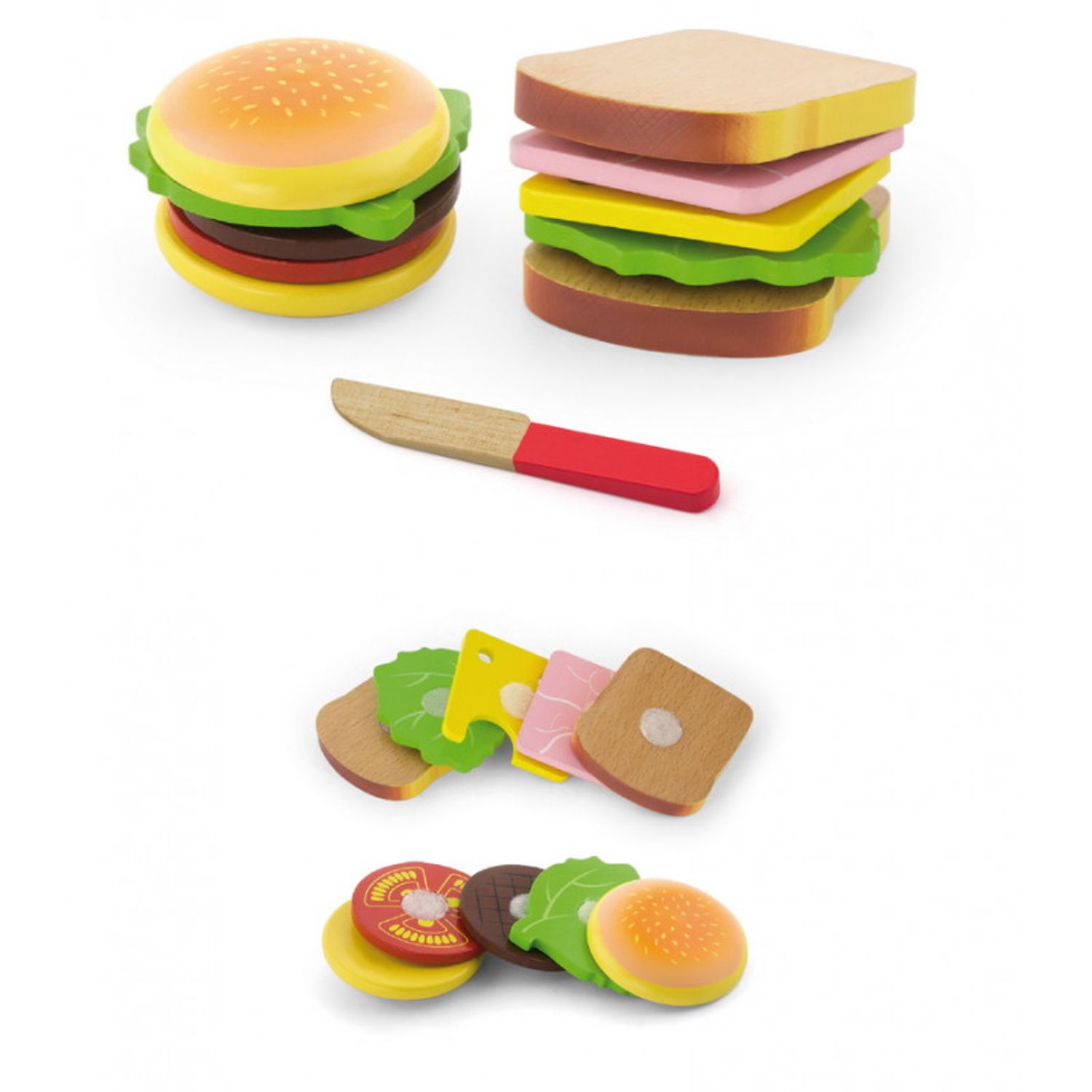 Set hamburger si sandvis din lemn, Viga fotografia produsului