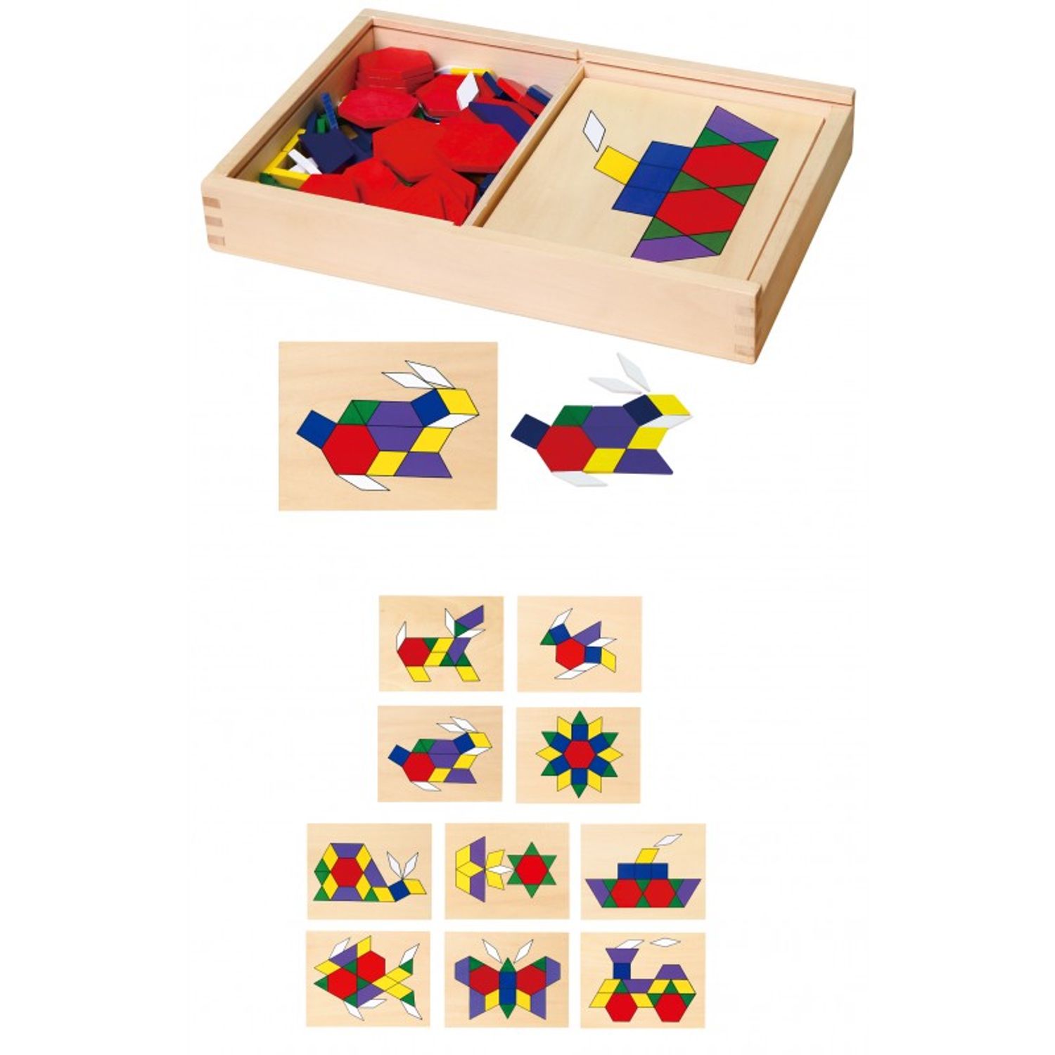 Set mozaic Tangram din lemn cu modele, Viga fotografia produsului