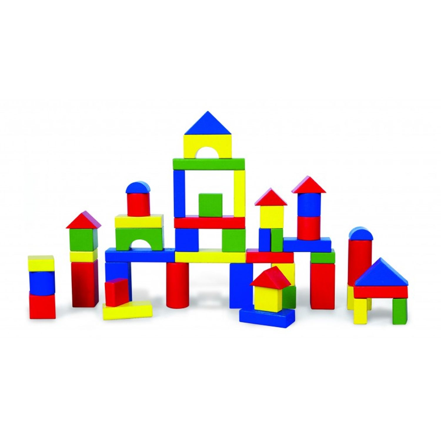 Cuburi de construit din lemn, colorate, 3.5 cm, 50 buc fotografia produsului