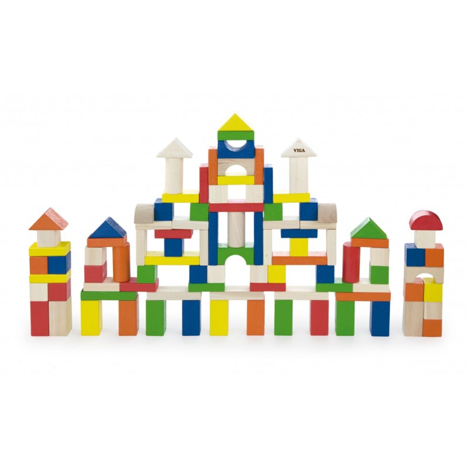 Cuburi de construit din lemn, colorate, 2.5 cm, 100 buc fotografia produsului
