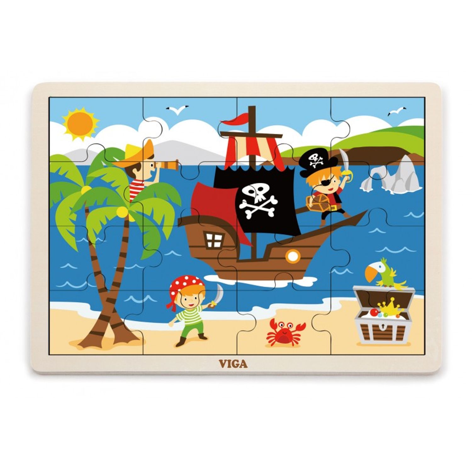 Puzzle din lemn din 16 piese - pirati fotografia produsului