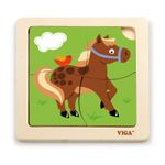 Puzzle din lemn din 4 piese mari - cal fotografia produsului