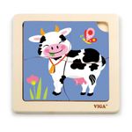 Puzzle din lemn din 4 piese mari - vaca fotografia produsului