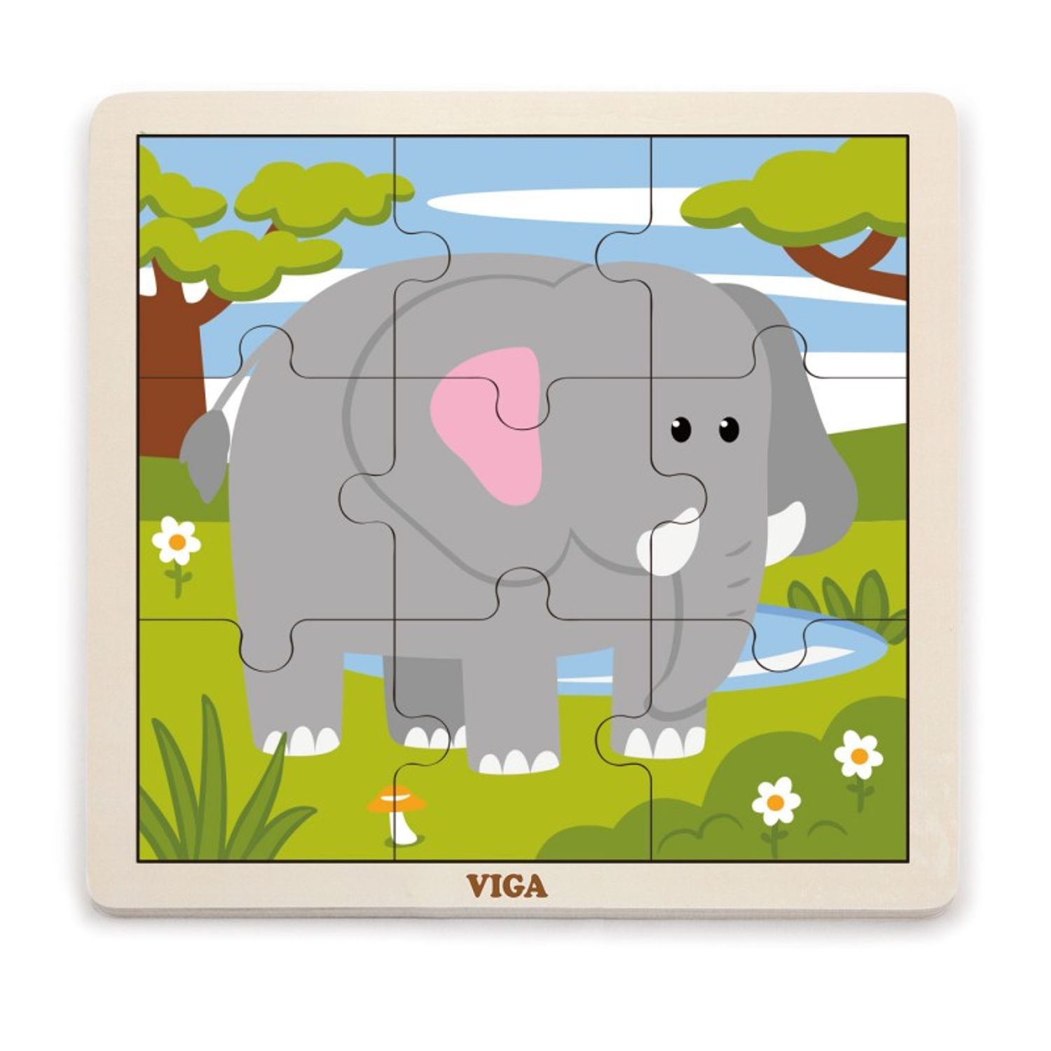 Puzzle din 9 piese mari - elefant fotografia produsului
