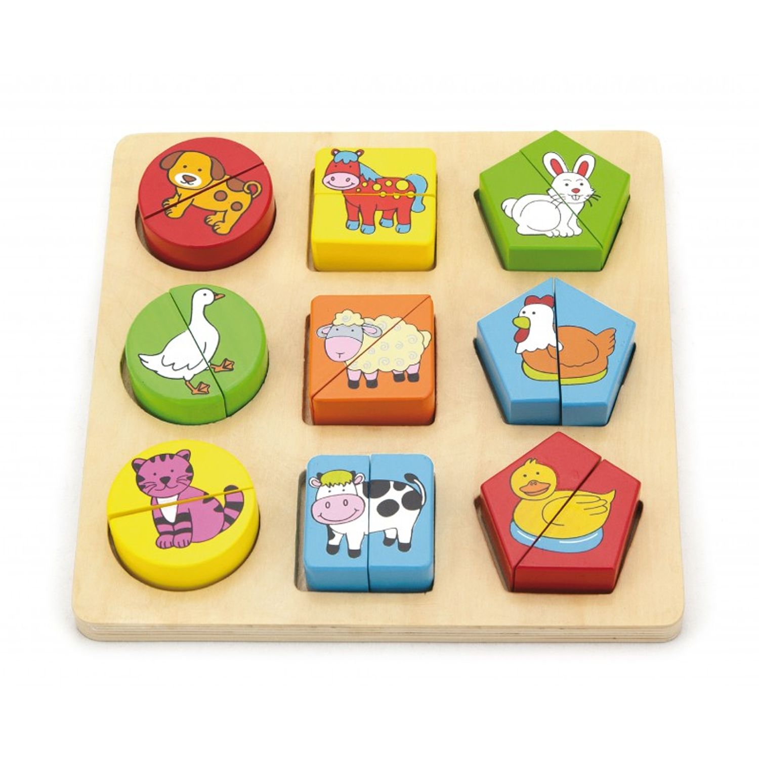 Puzzle din cuburi din lemn cu animale fotografia produsului