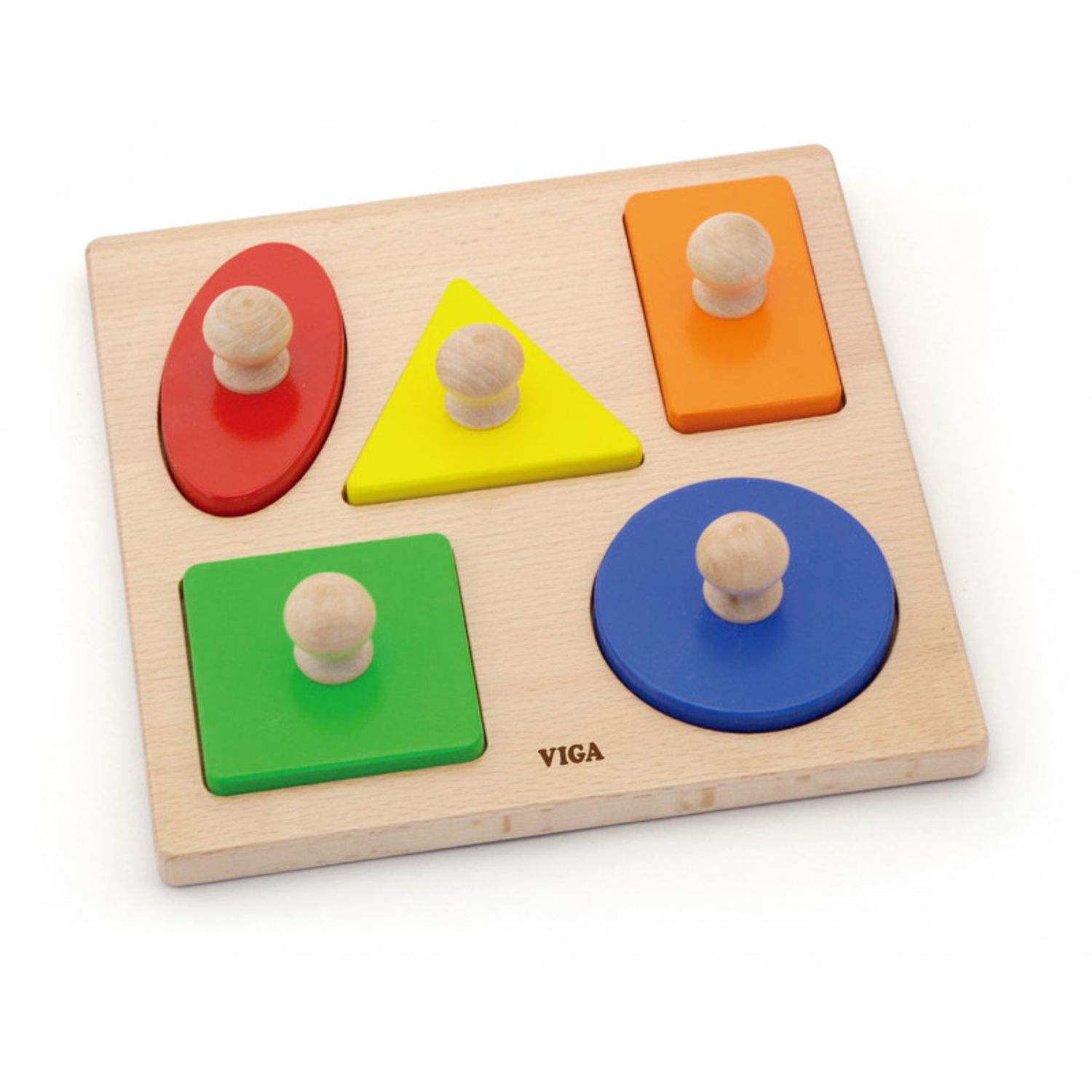 Puzzle Montessori cu maner, Forme geometrice, Viga fotografia produsului