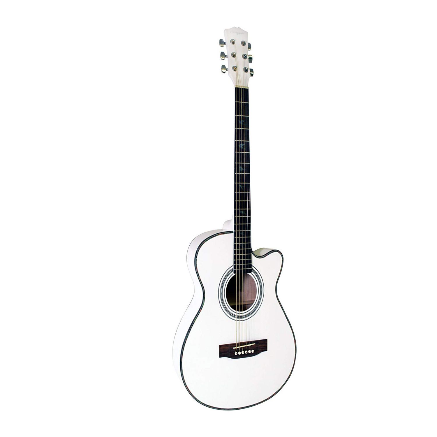Chitara clasica din lemn 95 cm, Cutaway alb fotografia produsului