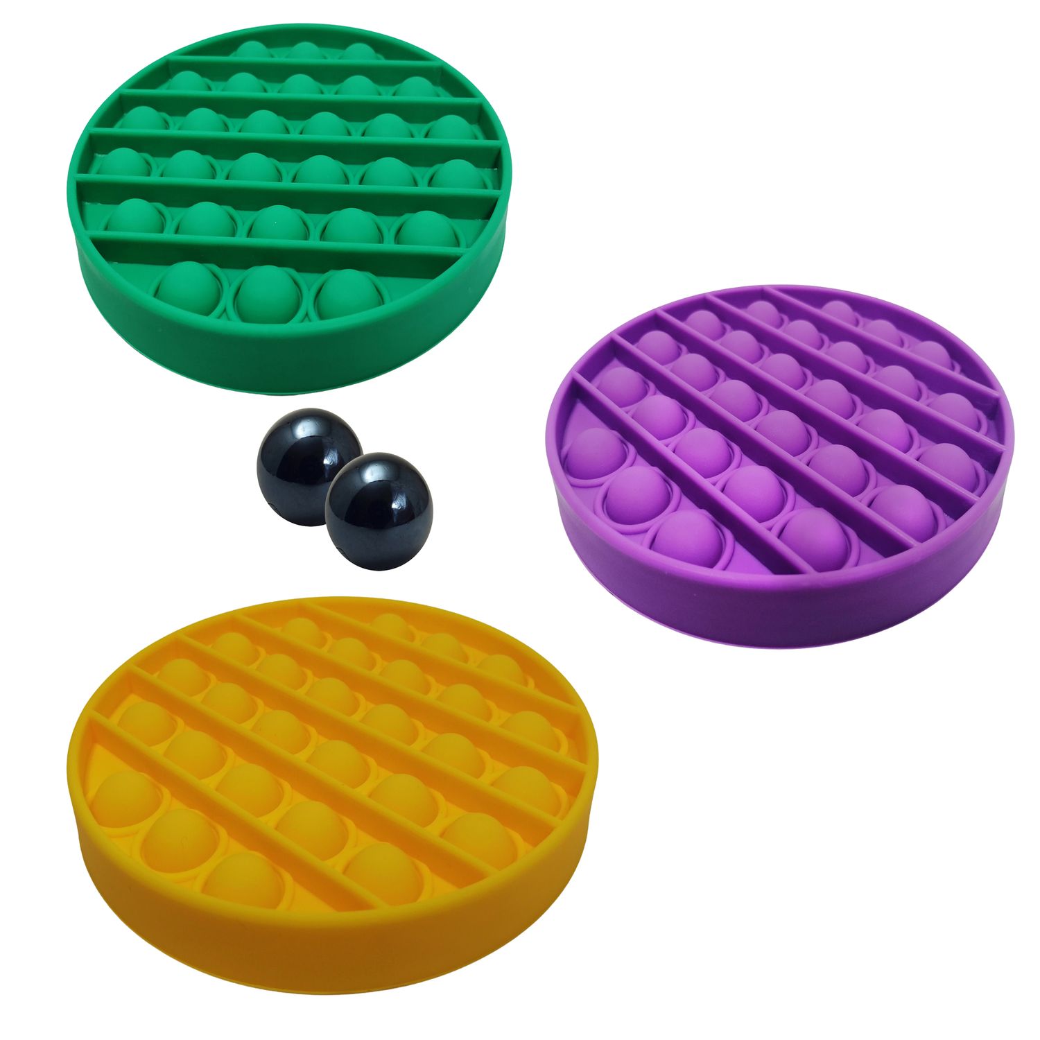 Set 3 jucarii antistres, Pop it, 13 cm, multicolor, bile inclusa fotografia produsului