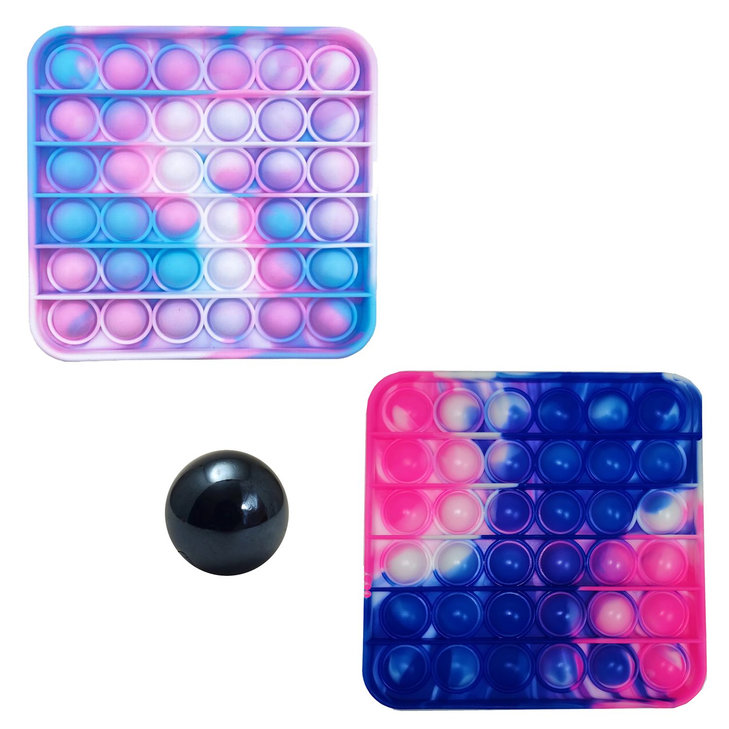 Set doua jucarii antistres, Pop it, silicon, multicolor, bila inclusa fotografia produsului