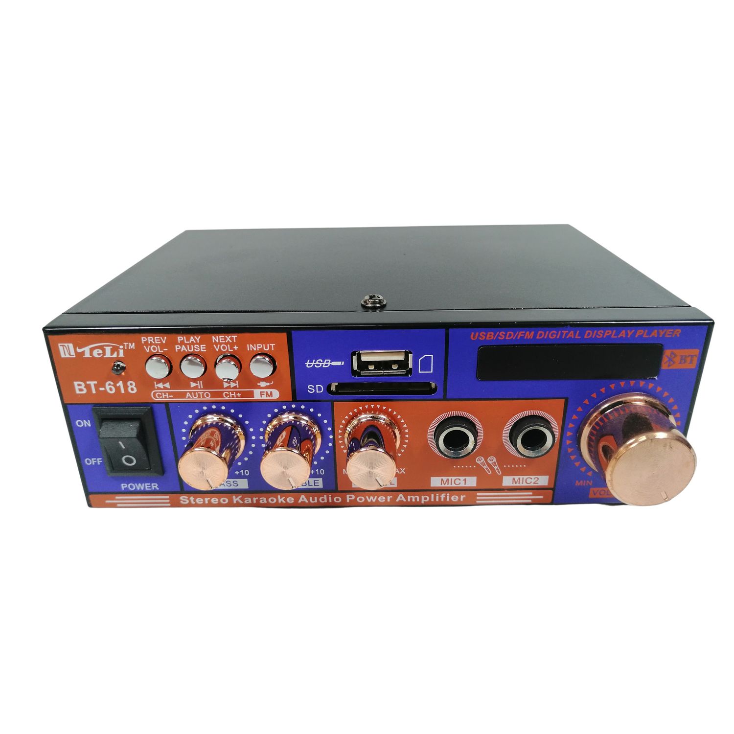 Amplificator digital, tip Statie, 2x20 W, Bluetooth, telecomanda, intrari USB, SD CARD, microfon fotografia produsului View 4 L