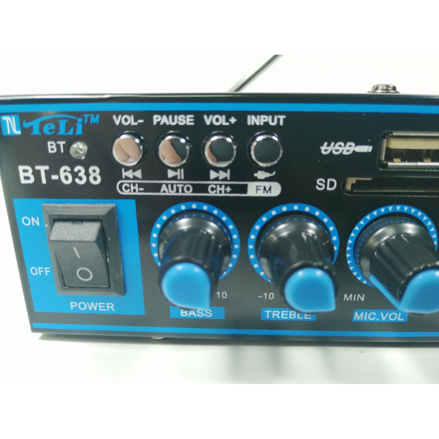 Amplificator bluetooth digital, tip Statie, 2 x 30 W, intrari USB-SD, doua intrari microfon fotografia produsului View 4 L