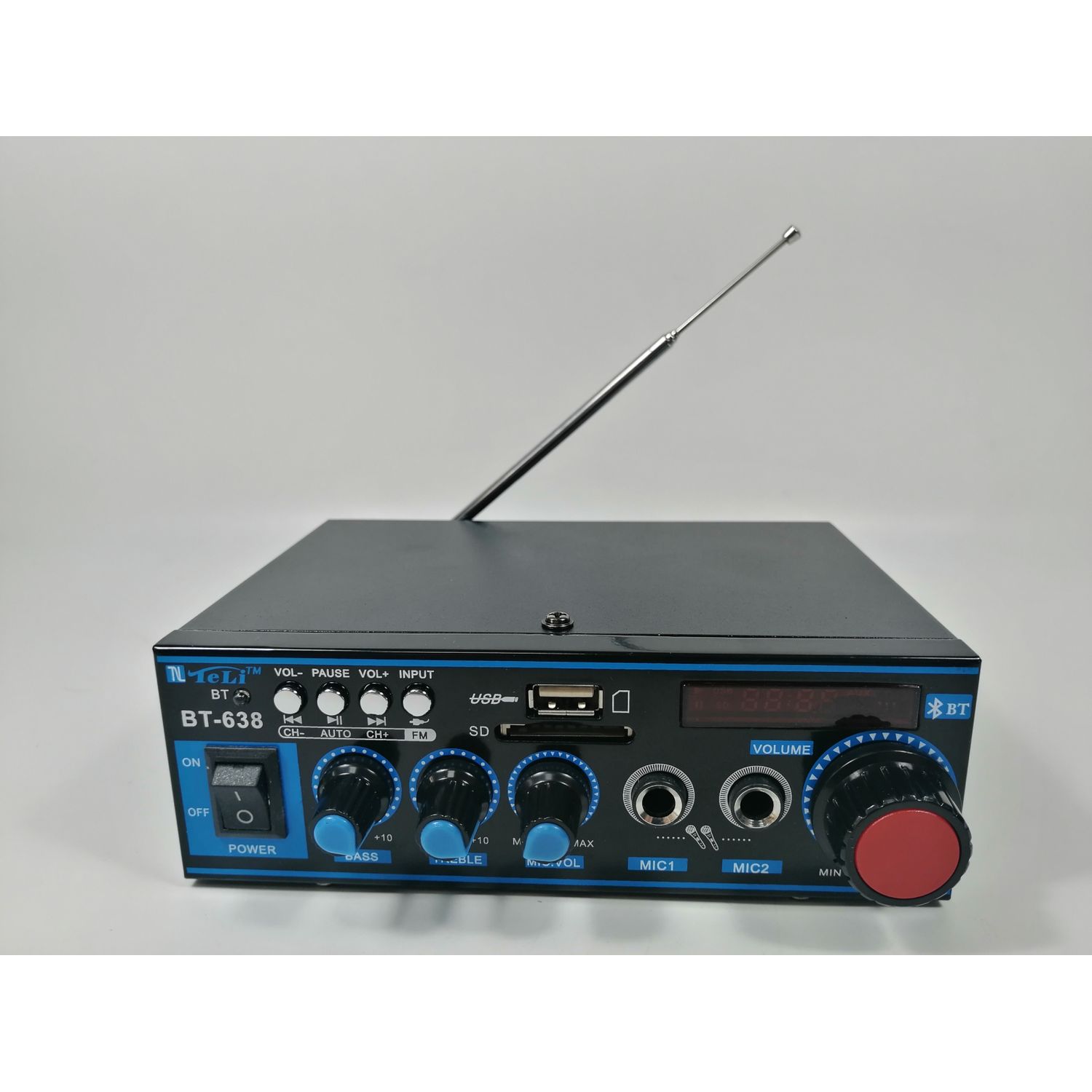 Amplificator bluetooth digital, tip Statie, 2 x 30 W, intrari USB-SD, doua intrari microfon fotografia produsului View 3 L