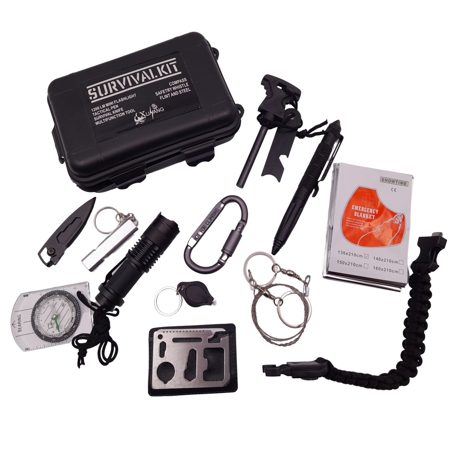 Kit de supravietuire IdeallStore&reg;, Self Savivour, 12 elemente multifunctionale, negru fotografia produsului