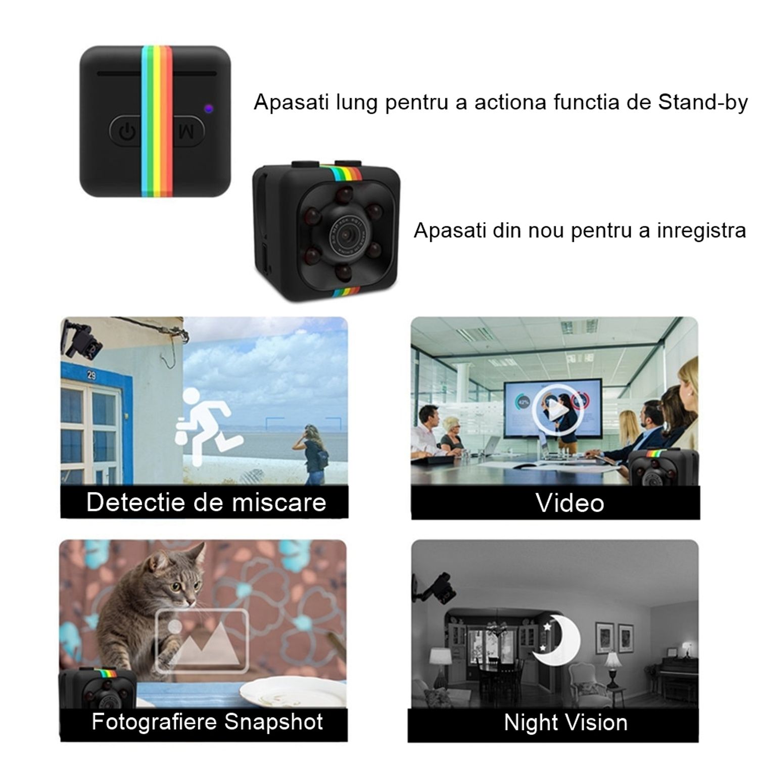 Mini-camera de supraveghere IdeallStore&reg;, Tiny Surveillance, Full HD, 30 fps, negru fotografia produsului View 11 L