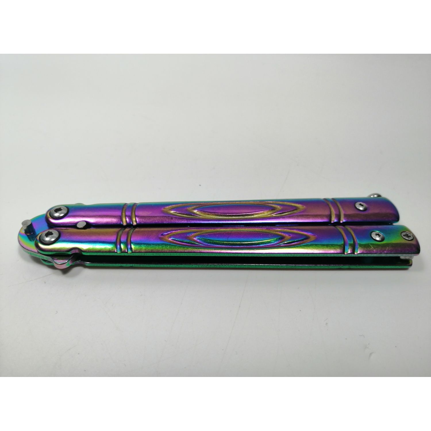 Cutit, Briceag fluture, Butterfly, Rainbow Skin, pentru antrenament, 21.5 cm fotografia produsului View 3 L