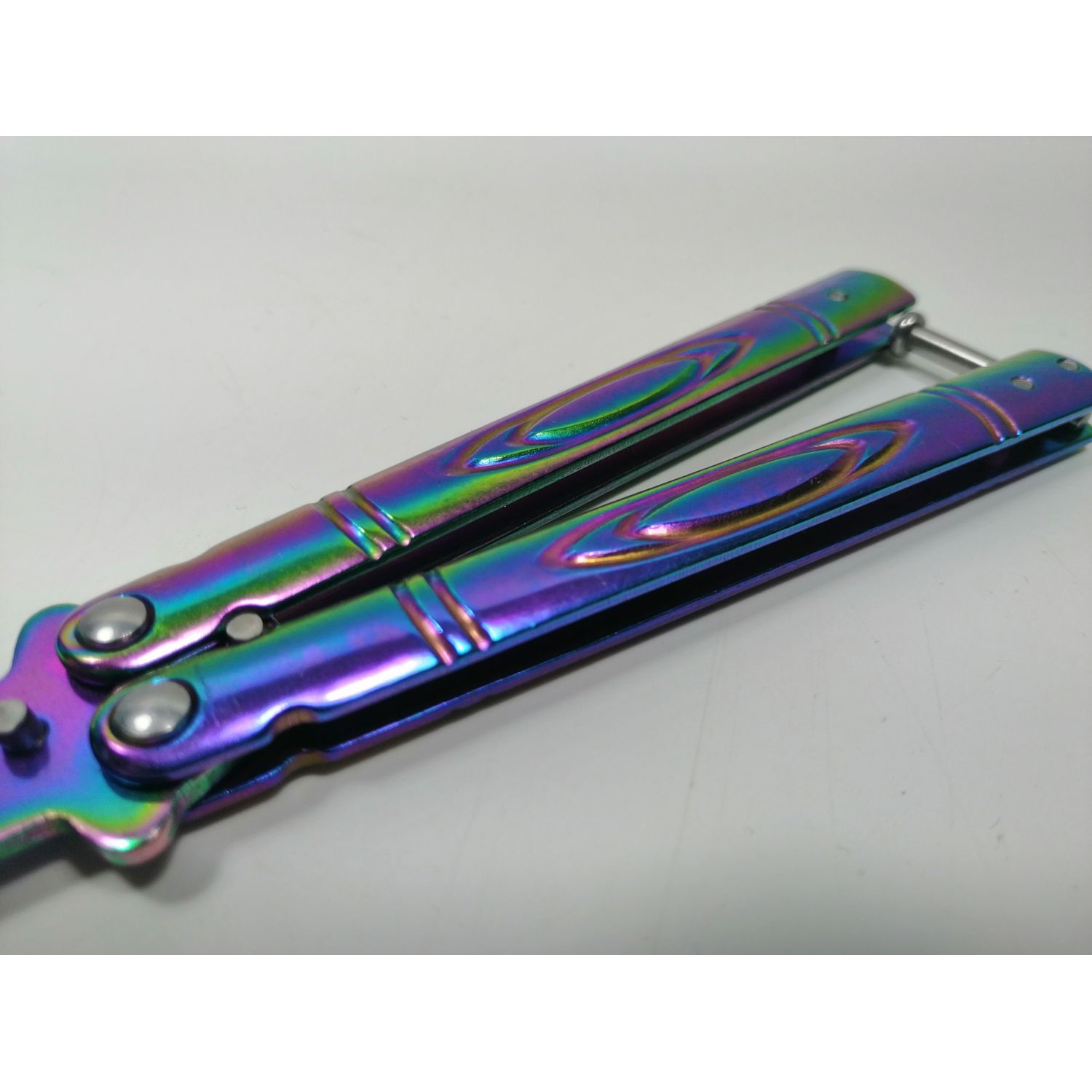 Cutit, Briceag fluture, Butterfly, Rainbow Skin, pentru antrenament, 21.5 cm fotografia produsului View 4 L