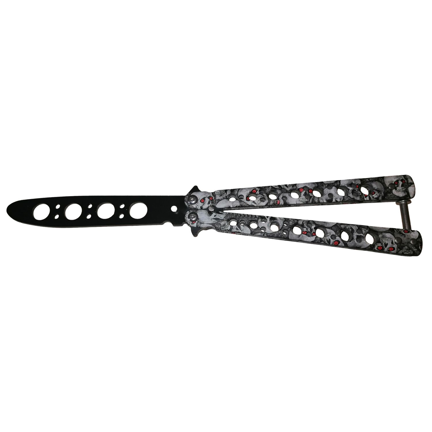 Cutit, Briceag fluture, Butterfly, Scared Skulls, pentru antrenament, 22 cm, gri fotografia produsului