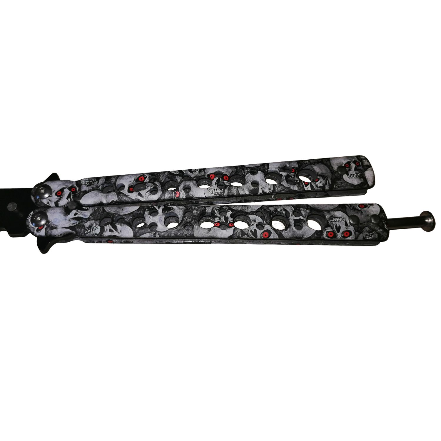 Cutit, Briceag fluture, Butterfly, Scared Skulls, pentru antrenament, 22 cm, gri fotografia produsului View 3 L