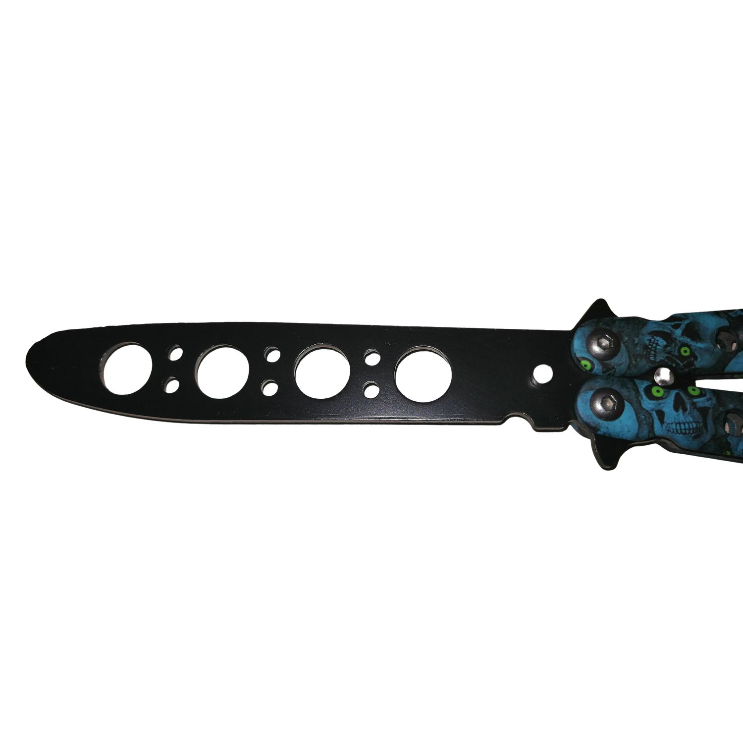 Cutit, Briceag fluture, Butterfly, Scared Skulls, pentru antrenament, 22 cm, albastru fotografia produsului View 4 L