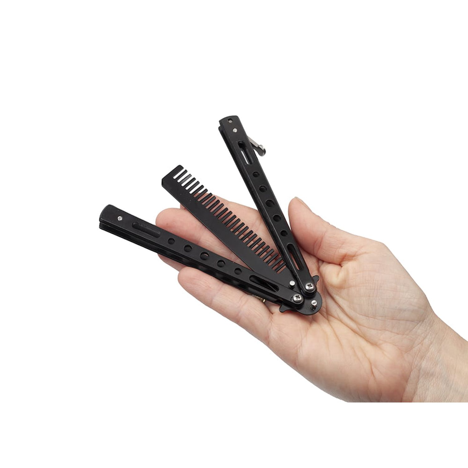 Briceag fluture IdeallStore tip pieptan, Black Comb, 22 cm, negru fotografia produsului View 7 L