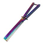 Briceag fluture de antrenament IdeallStore&reg;, tip pieptan, Rainbow Comb, 22 cm, multicolor fotografia produsului View 2 S