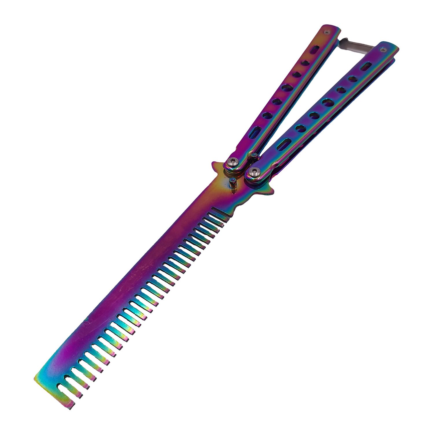 Briceag fluture de antrenament IdeallStore&reg;, tip pieptan, Rainbow Comb, 22 cm, multicolor fotografia produsului View 2 L