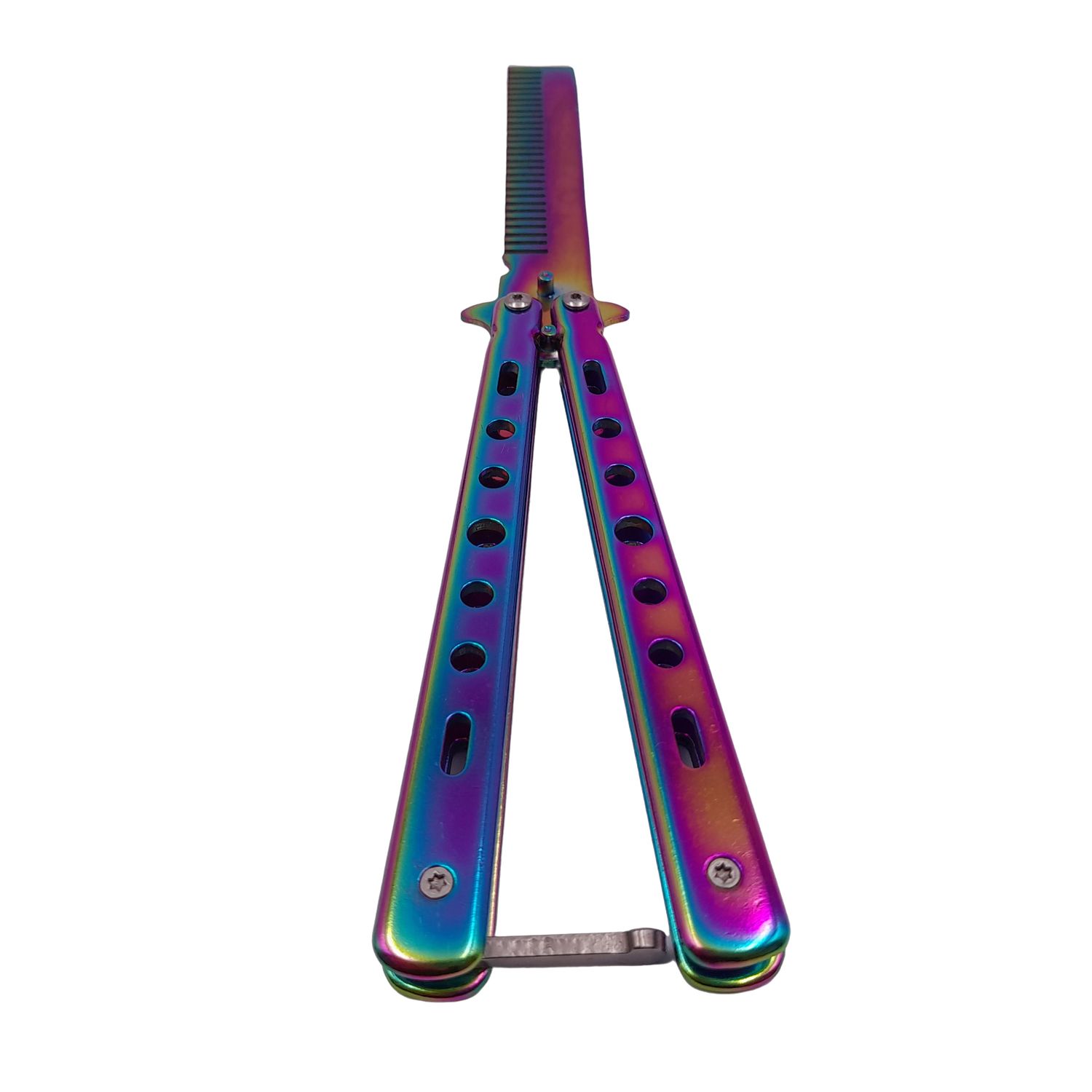 Briceag fluture de antrenament IdeallStore&reg;, tip pieptan, Rainbow Comb, 22 cm, multicolor fotografia produsului View 5 L